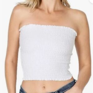 J Crew White Smocked Tube Top